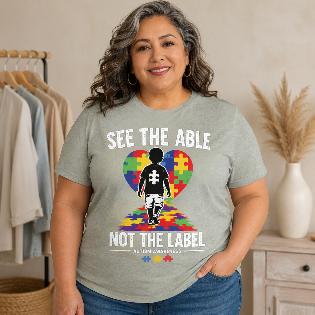 See the Able Not the Label T-Shirt | Autism Puzzle Heart Awareness
