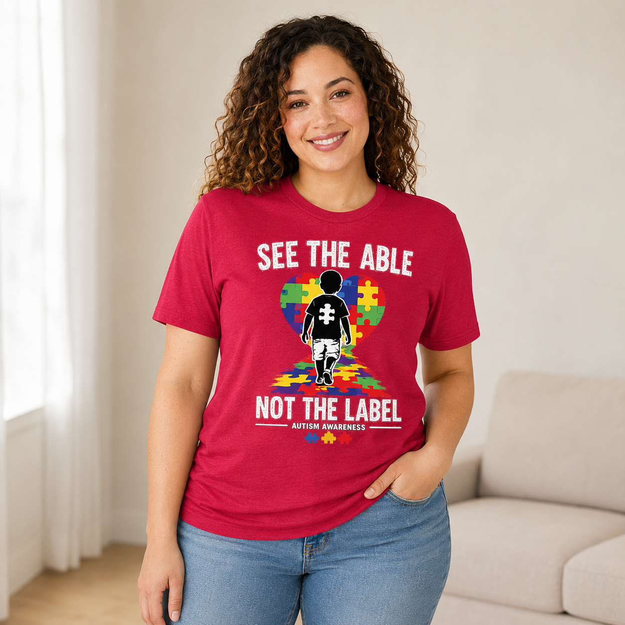 See the Able Not the Label T-Shirt | Autism Puzzle Heart Awareness