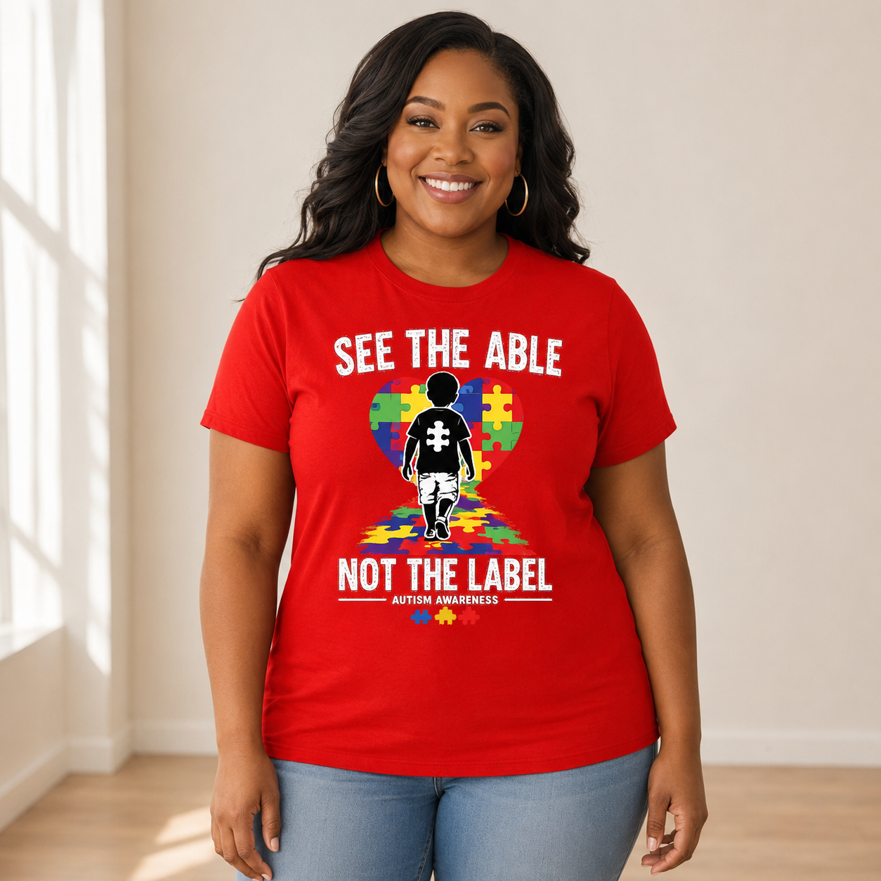 See the Able Not the Label T-Shirt | Autism Puzzle Heart Awareness