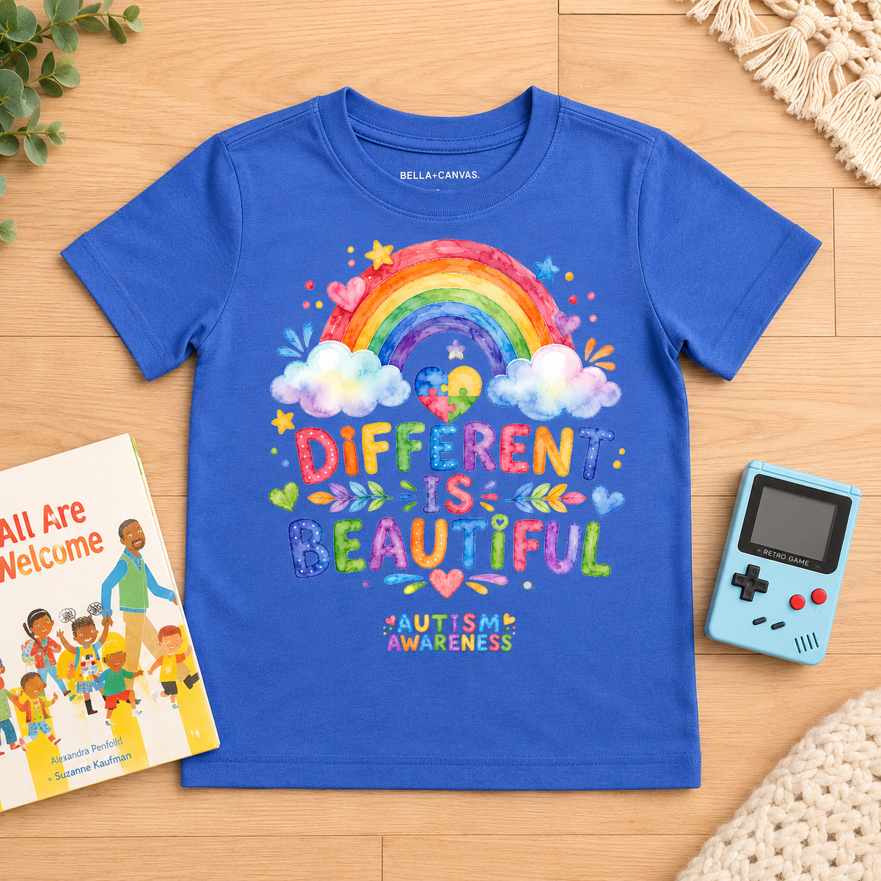 Youth T-Shirt — "Different Is Beautiful" Rainbow Autism Awareness Tee