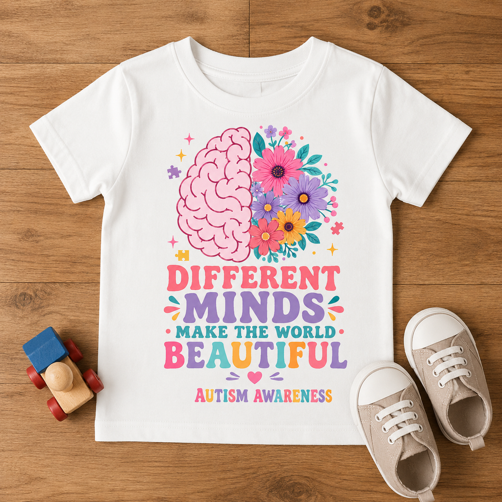 Toddler Tee - "Different Minds Make the World Beautiful" Autism Awareness