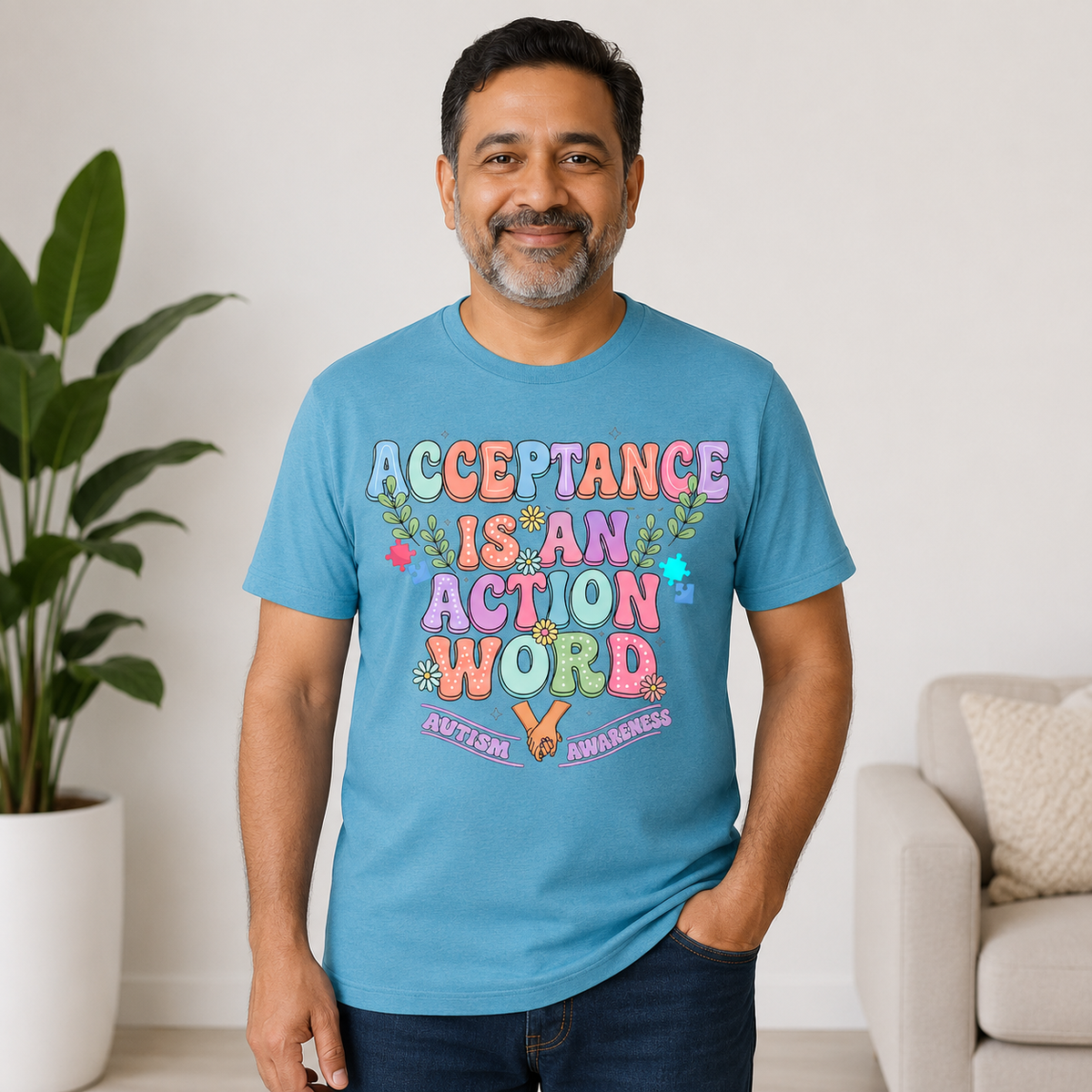 Unisex — "Acceptance Is An Action Word" Inspirational Pride Tee