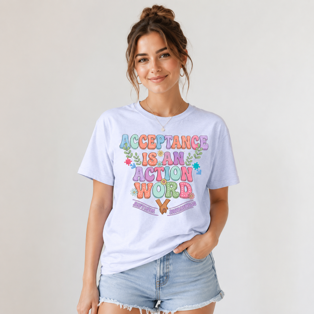 T-Shirt — "Acceptance Is An Action Word" Inspirational Pride Tee