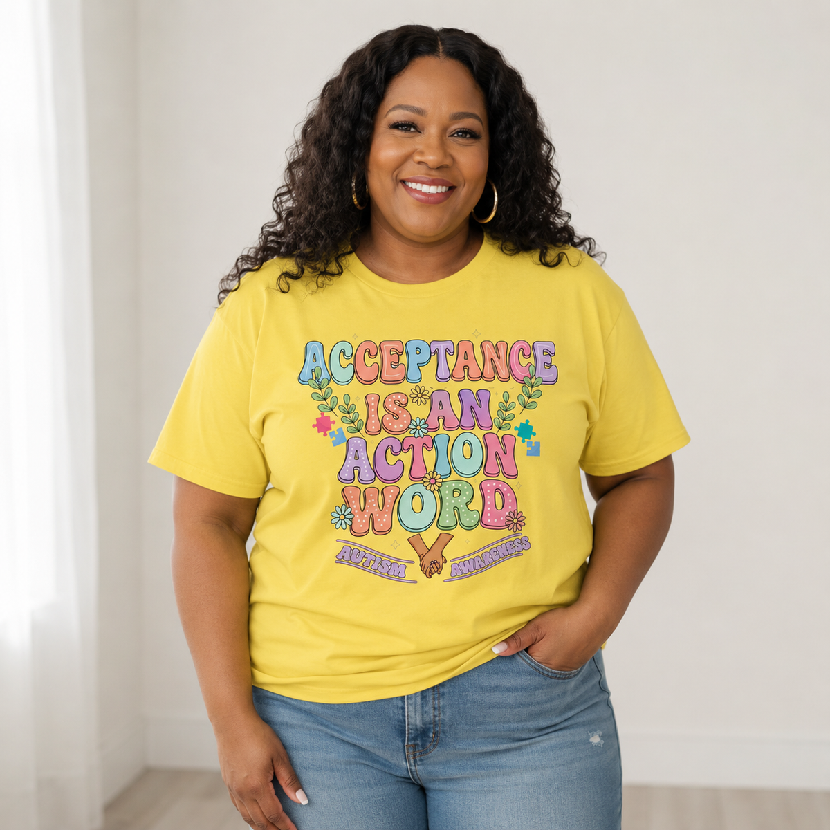Unisex — "Acceptance Is An Action Word" Inspirational Pride Tee