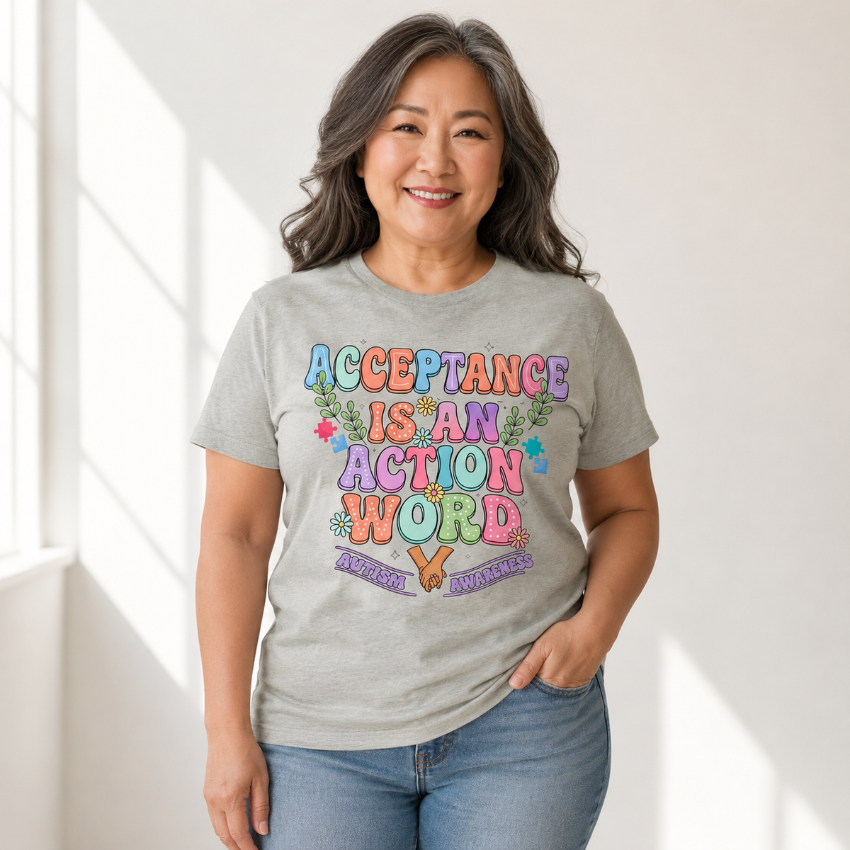 Unisex — "Acceptance Is An Action Word" Inspirational Pride Tee