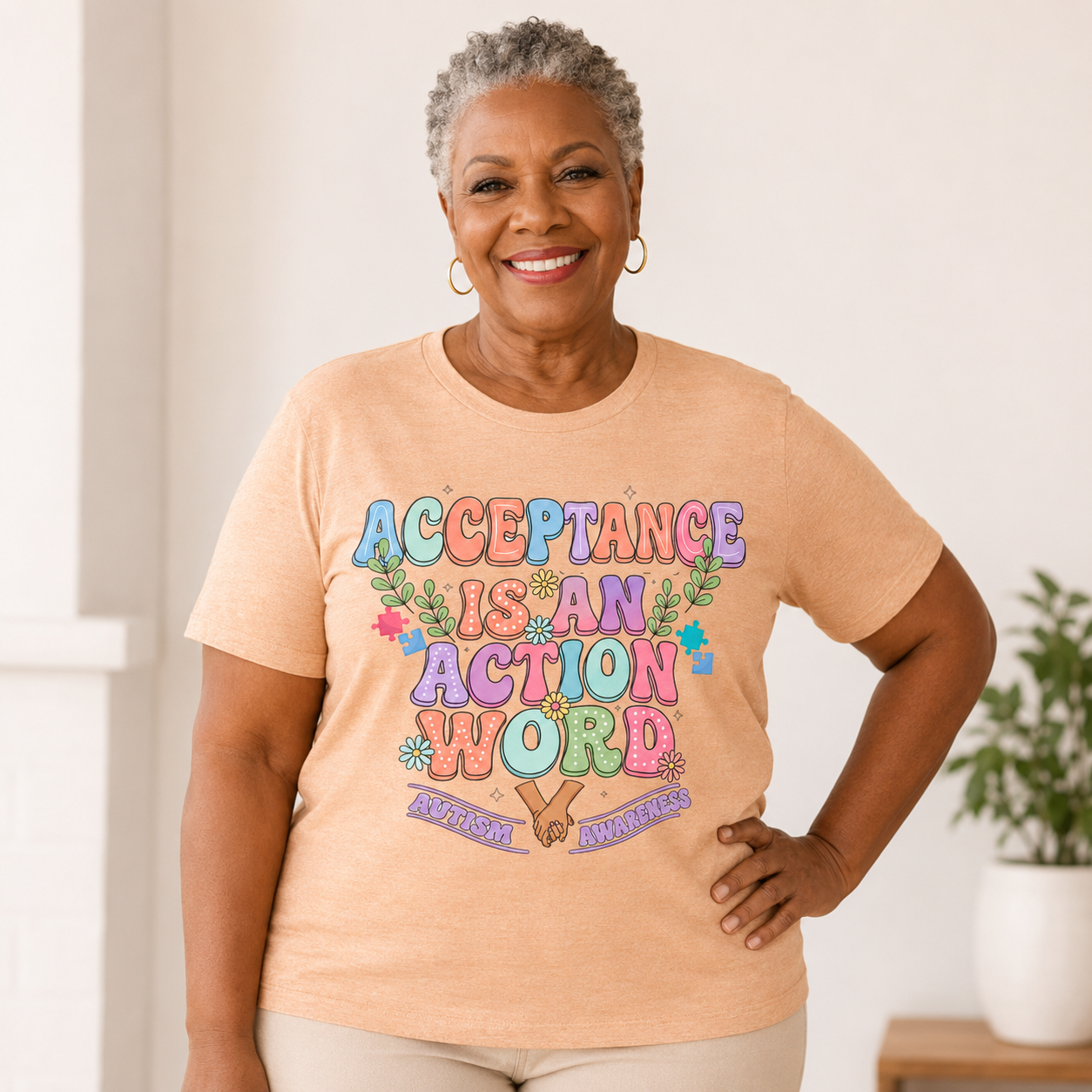 T-Shirt — "Acceptance Is An Action Word" Inspirational Pride Tee