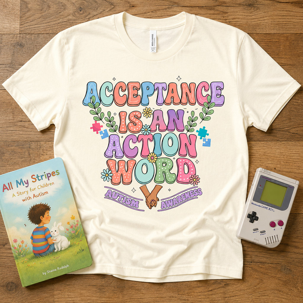Youth Tee — "Acceptance is an Action Word" Rainbow Pride Kids T-Shirt