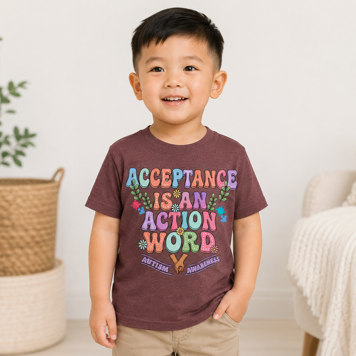 Toddler Tee — "Acceptance Is An Action Word" Pastel Pride Graphic