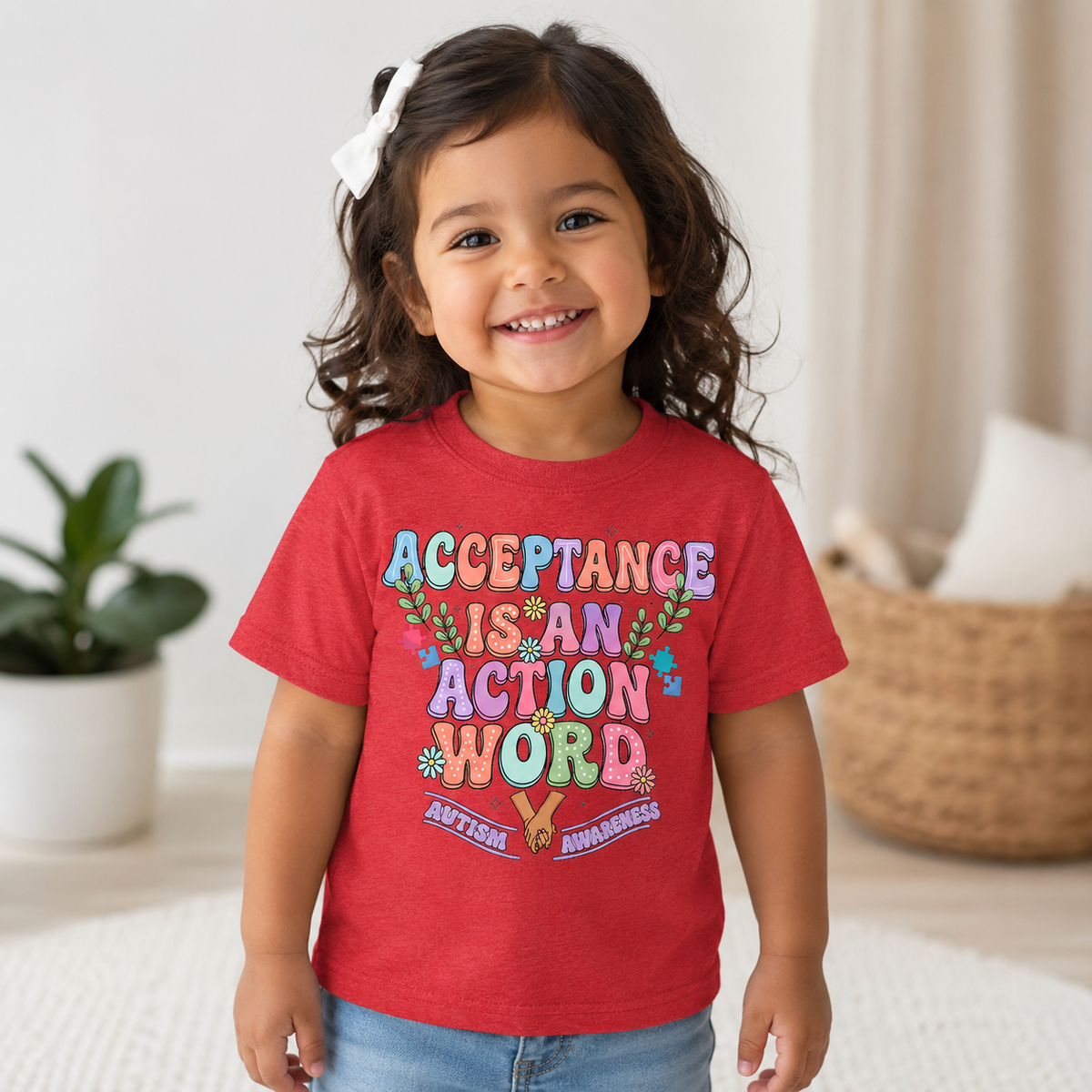 Toddler Tee — "Acceptance Is An Action Word" Pastel Pride Graphic