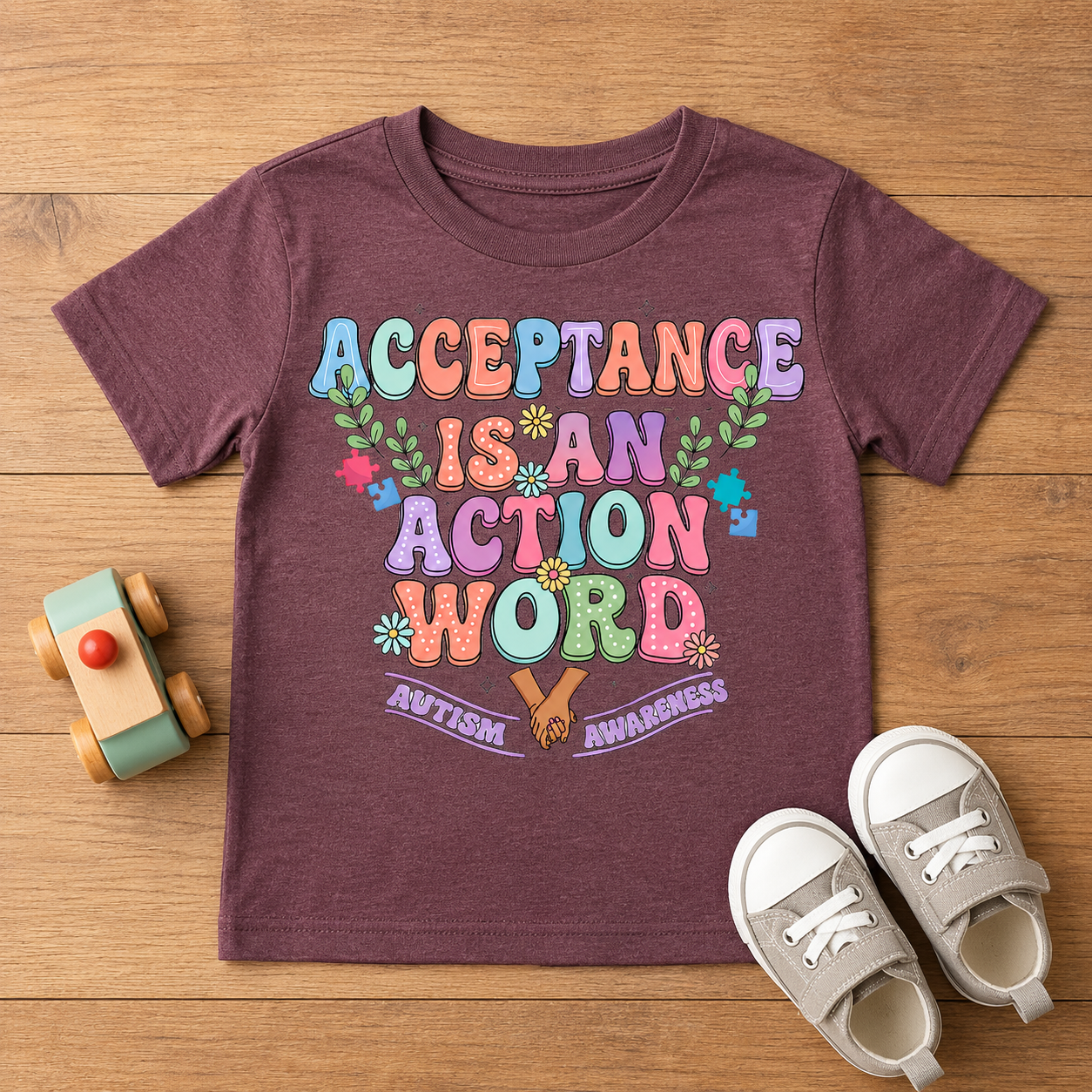Toddler Tee — "Acceptance Is An Action Word" Pastel Pride Graphic