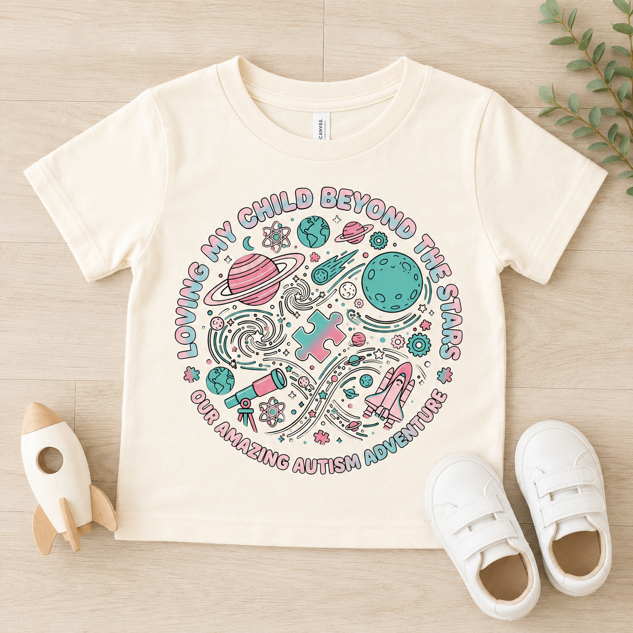Toddler Tee — "Loving My Child Beyond the Stars" Autism Awareness Space Design