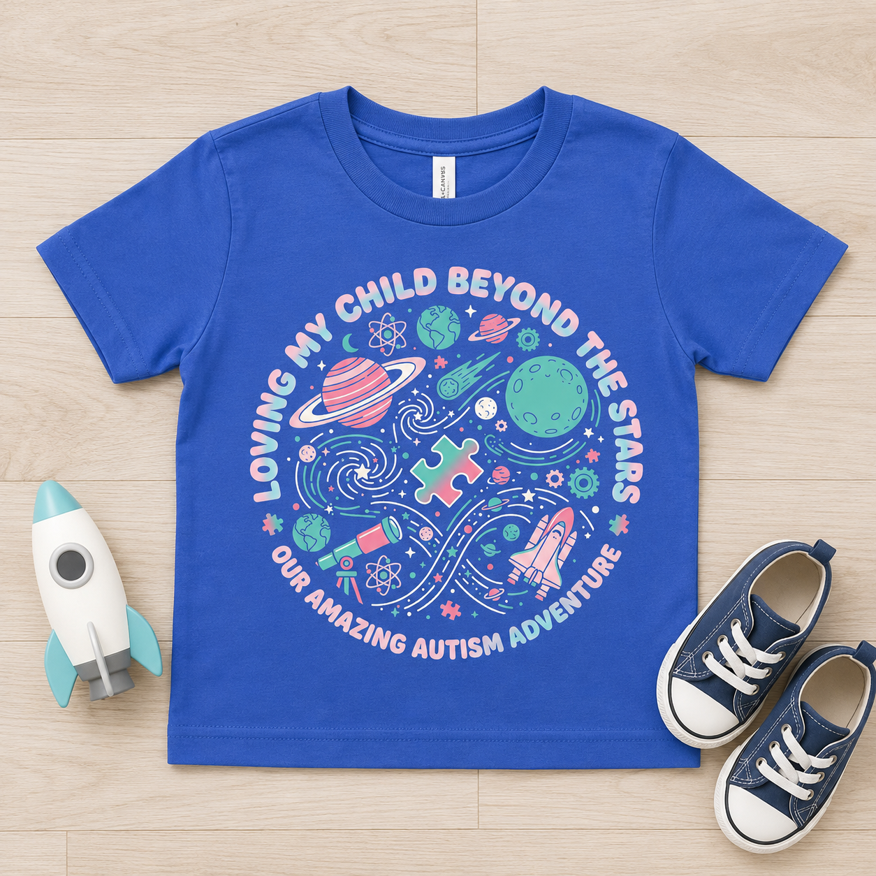 Toddler Tee — "Loving My Child Beyond the Stars" Autism Awareness Space Design