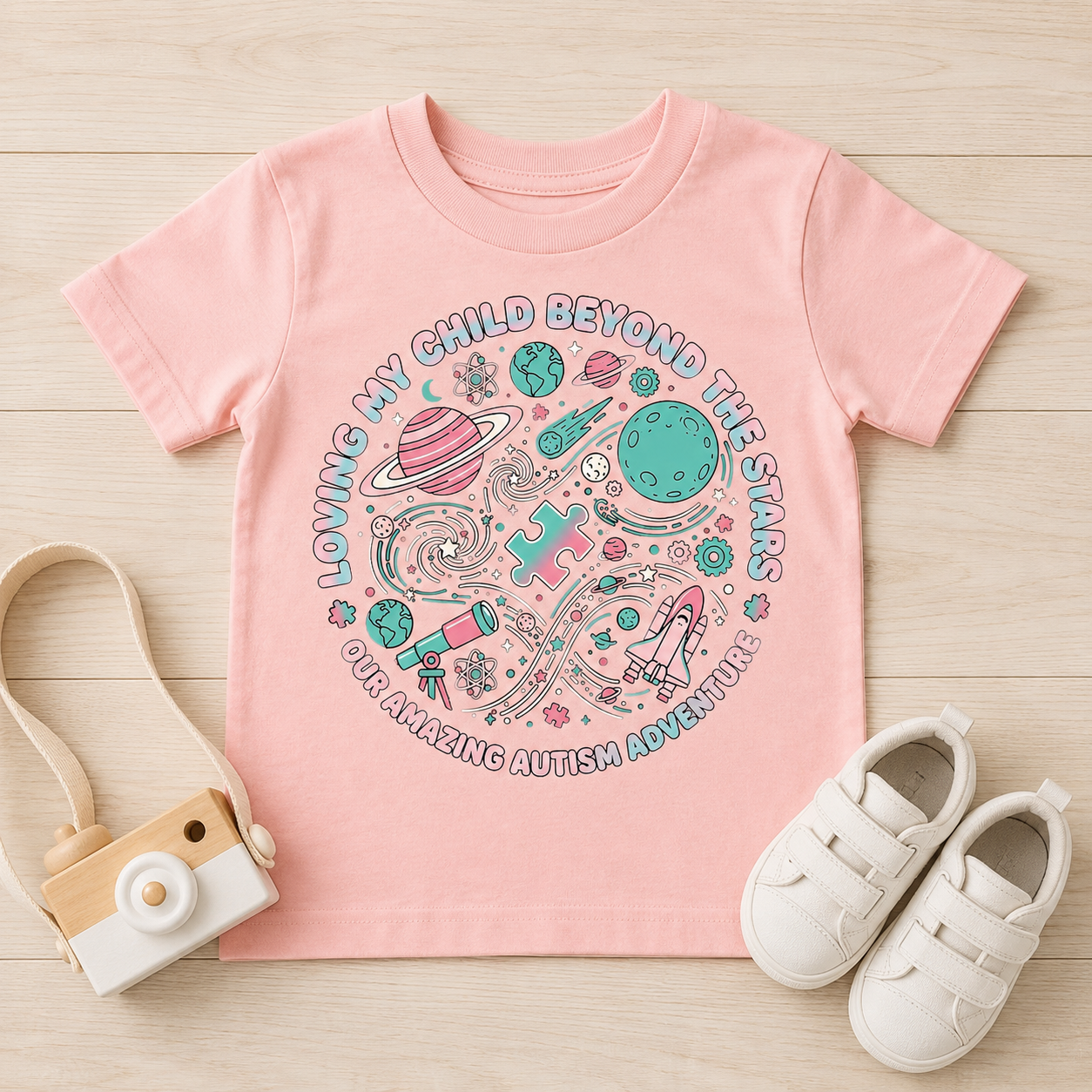 Toddler Tee — "Loving My Child Beyond the Stars" Autism Awareness Space Design