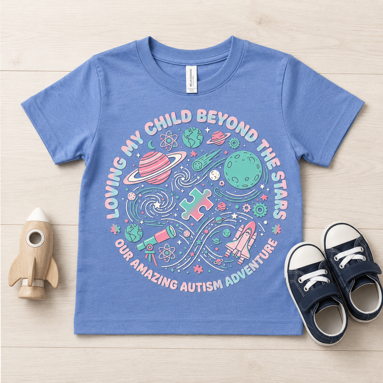 Toddler Tee — "Loving My Child Beyond the Stars" Autism Awareness Space Design