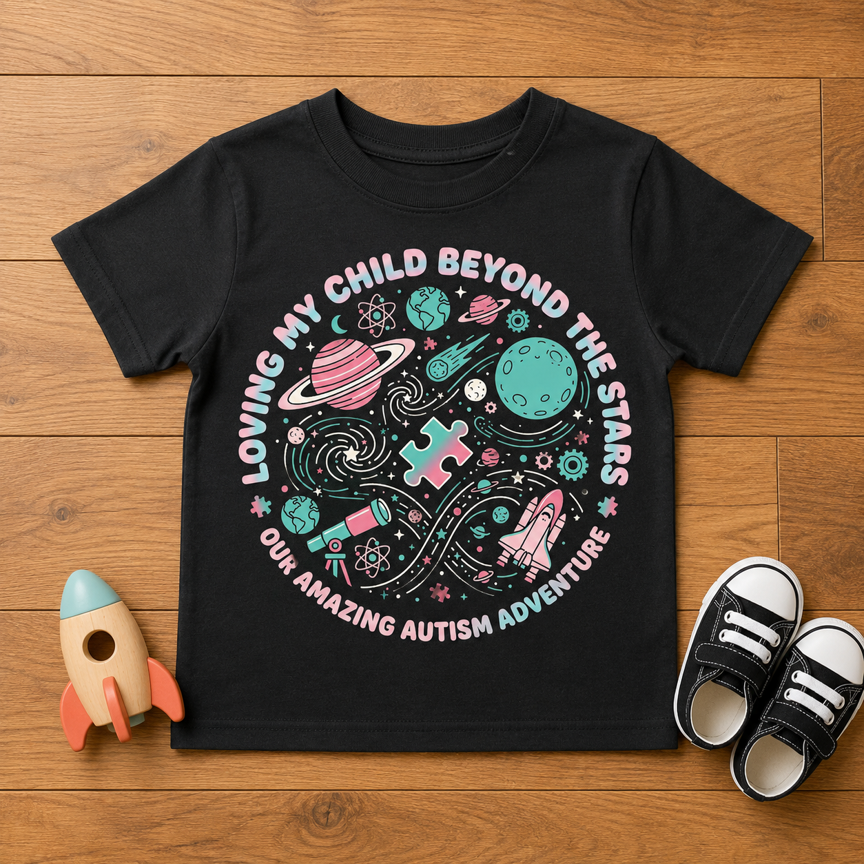 Toddler Tee — "Loving My Child Beyond the Stars" Autism Awareness Space Design