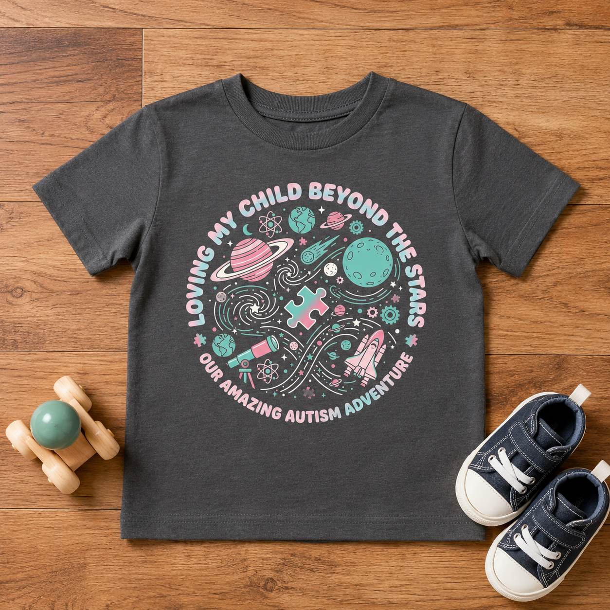 Toddler Tee — "Loving My Child Beyond the Stars" Autism Awareness Space Design