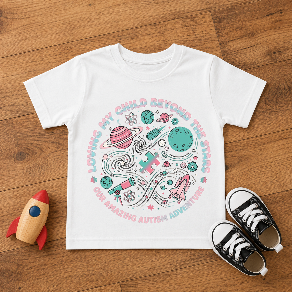 Toddler Tee — "Loving My Child Beyond the Stars" Autism Awareness Space Design