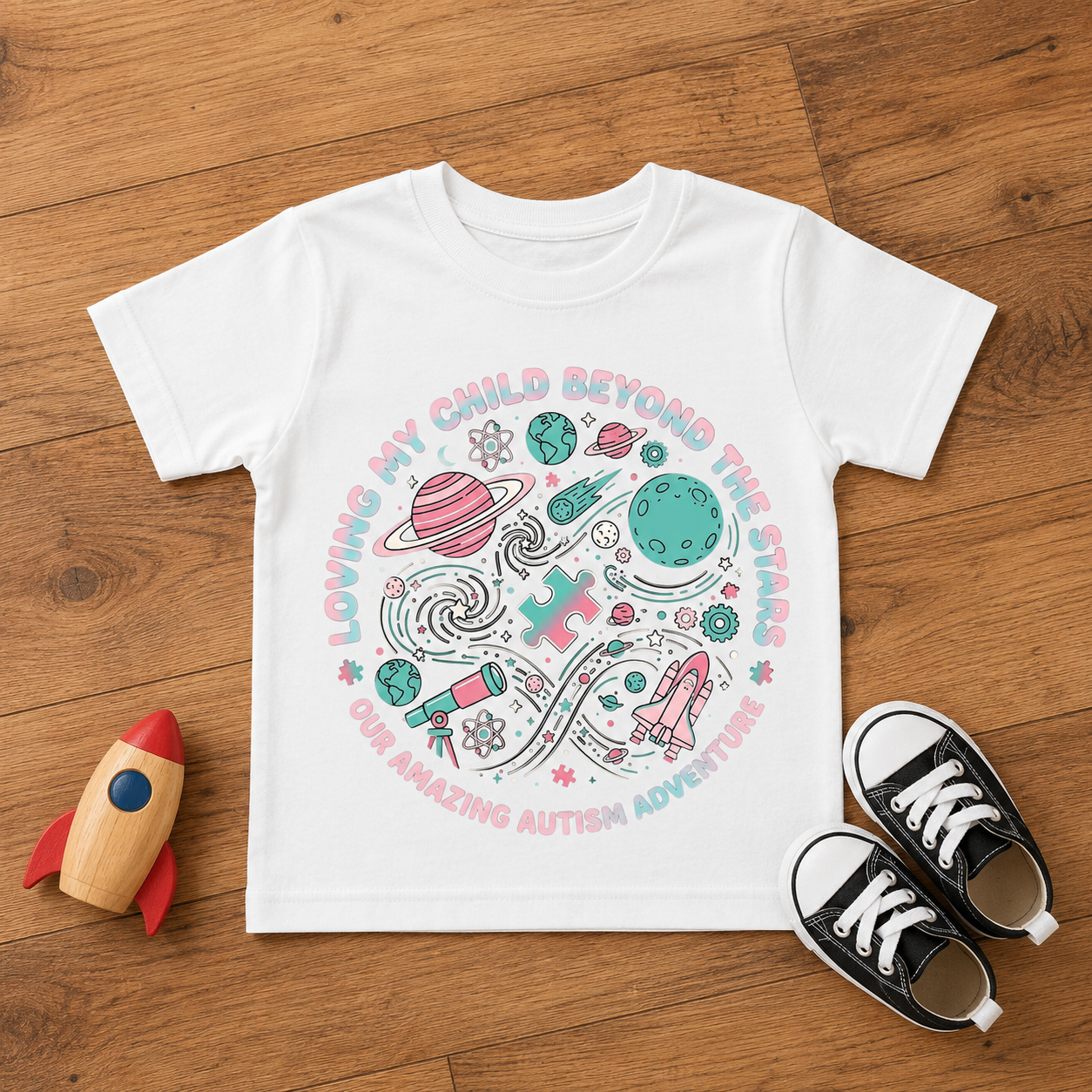 Toddler Tee — "Loving My Child Beyond the Stars" Autism Awareness Space Design