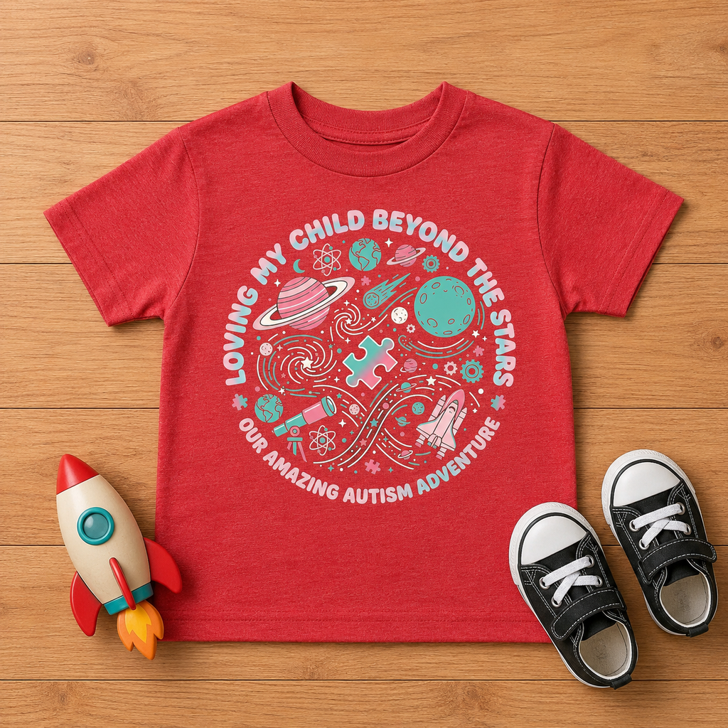 Toddler Tee — "Loving My Child Beyond the Stars" Autism Awareness Space Design