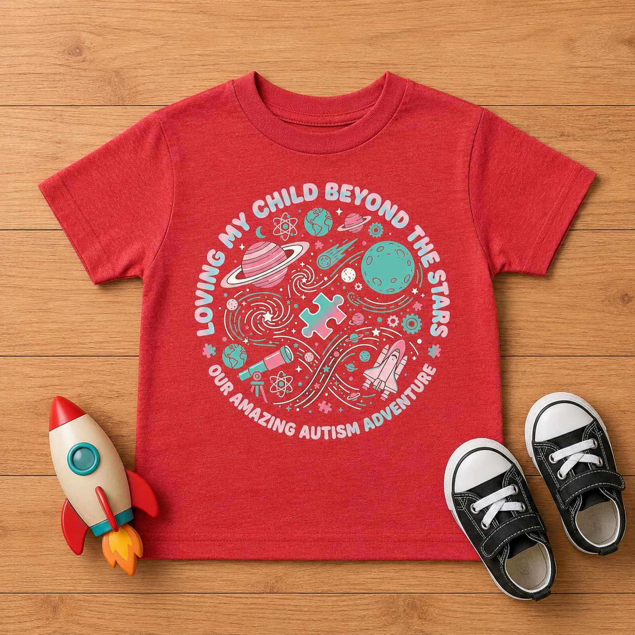 Toddler Tee — "Loving My Child Beyond the Stars" Autism Awareness Space Design