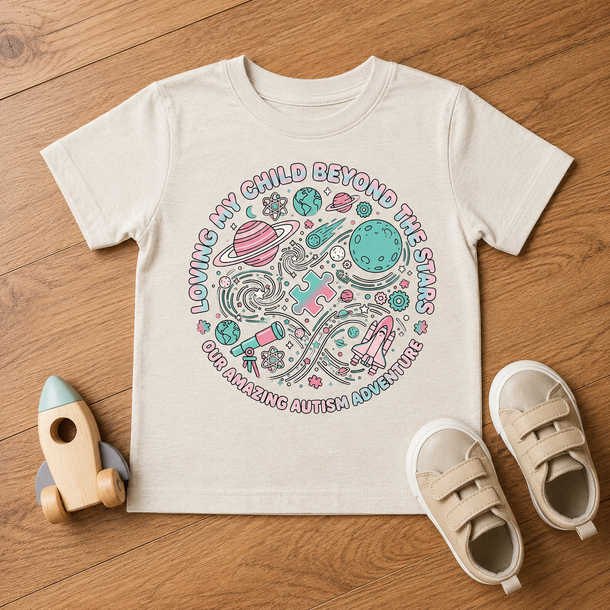Toddler Tee — "Loving My Child Beyond the Stars" Autism Awareness Space Design