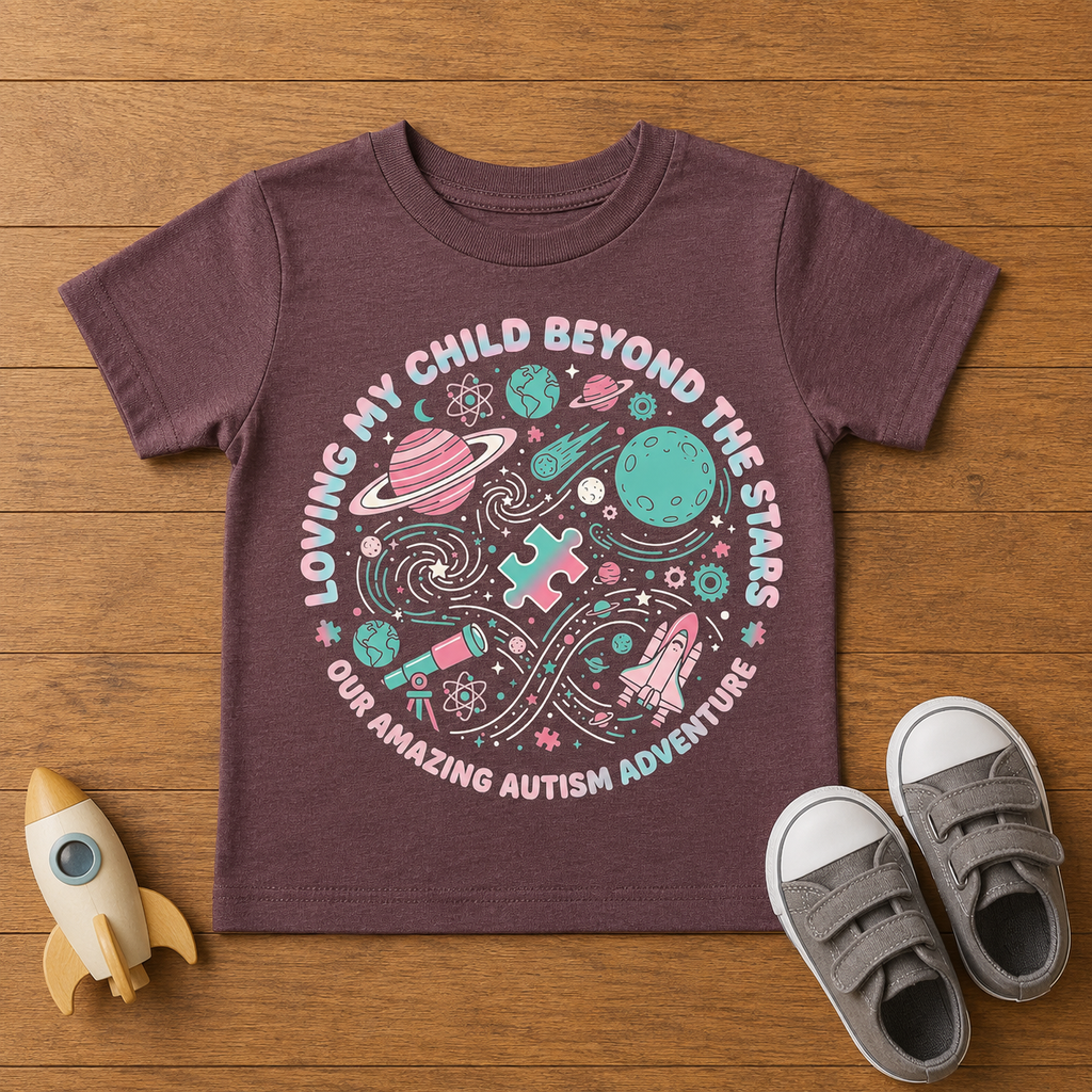 Toddler Tee — "Loving My Child Beyond the Stars" Autism Awareness Space Design