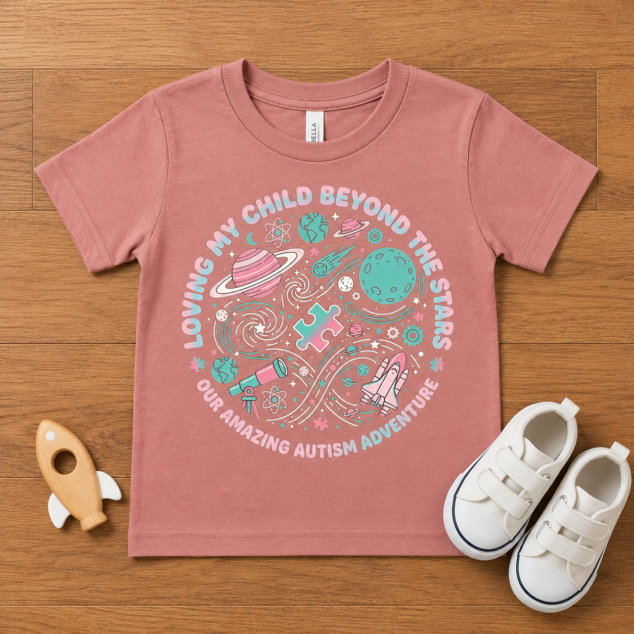 Toddler Tee — "Loving My Child Beyond the Stars" Autism Awareness Space Design