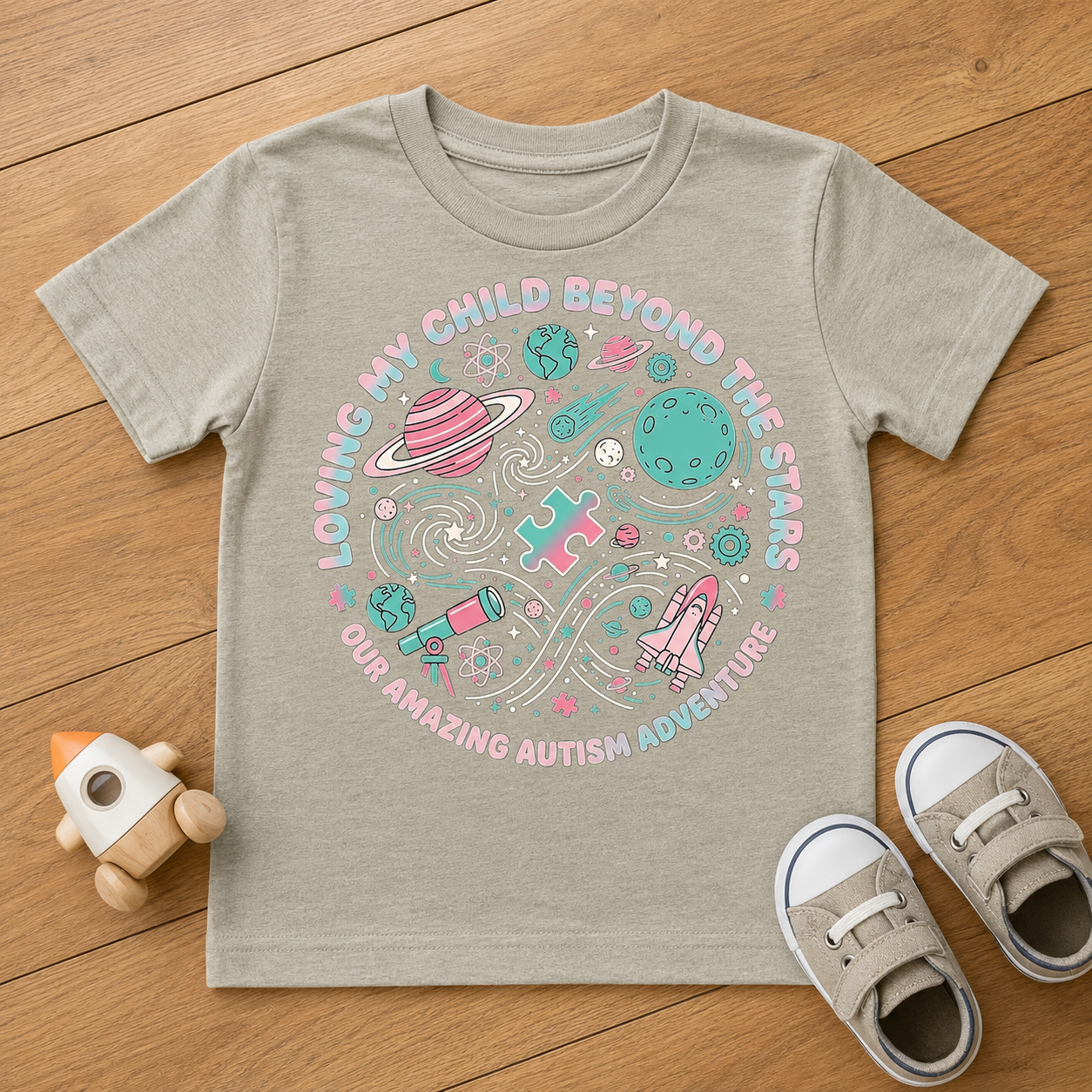 Toddler Tee — "Loving My Child Beyond the Stars" Autism Awareness Space Design