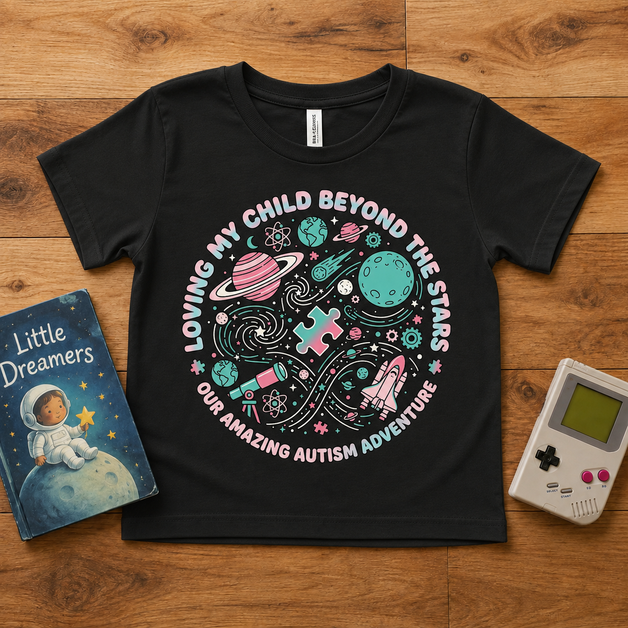 Youth Tee — "Loving My Child Beyond the Stars" Autism Awareness Space Design