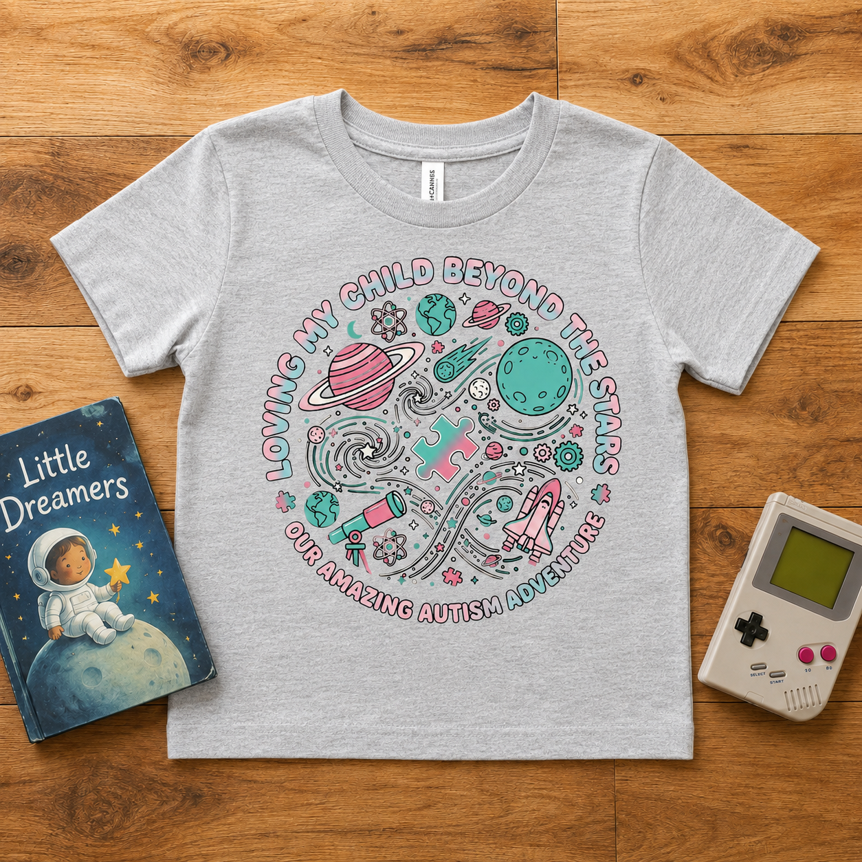 Youth Tee — "Loving My Child Beyond the Stars" Autism Awareness Space Design
