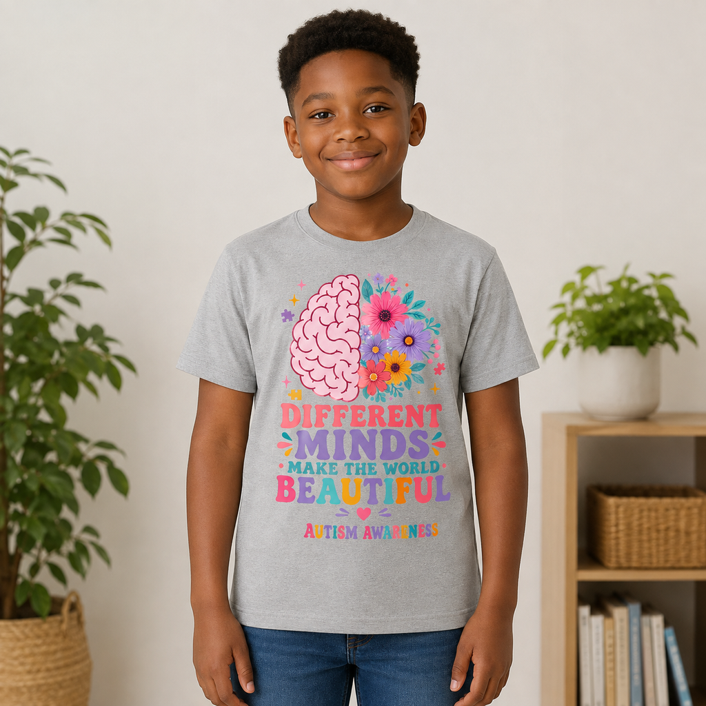 Youth Tee — "Different Minds Make The World Beautiful" Autism Awareness