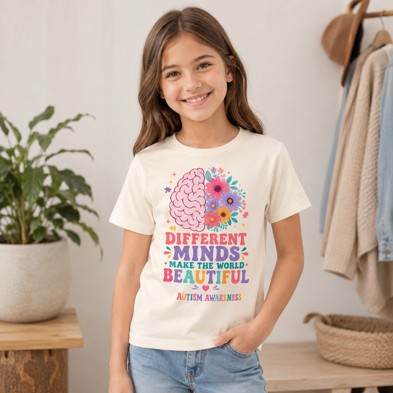 Youth Tee — "Different Minds Make The World Beautiful" Autism Awareness