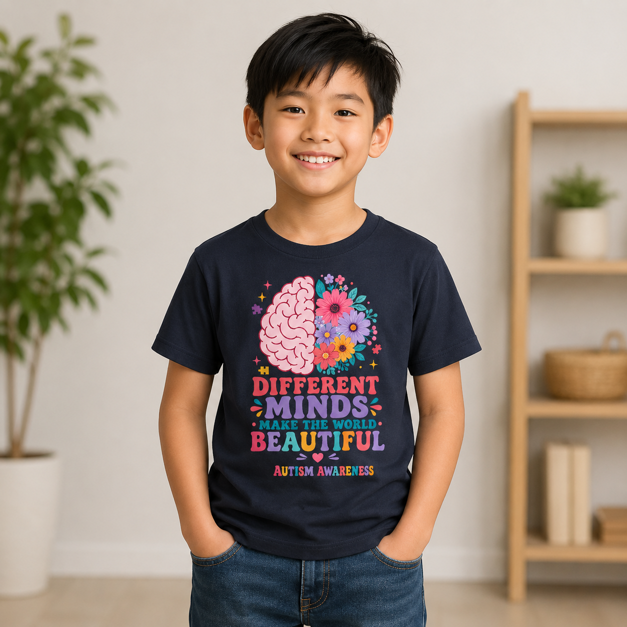 Youth Tee — "Different Minds Make The World Beautiful" Autism Awareness