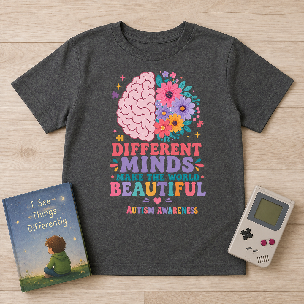 Youth Tee — "Different Minds Make The World Beautiful" Autism Awareness