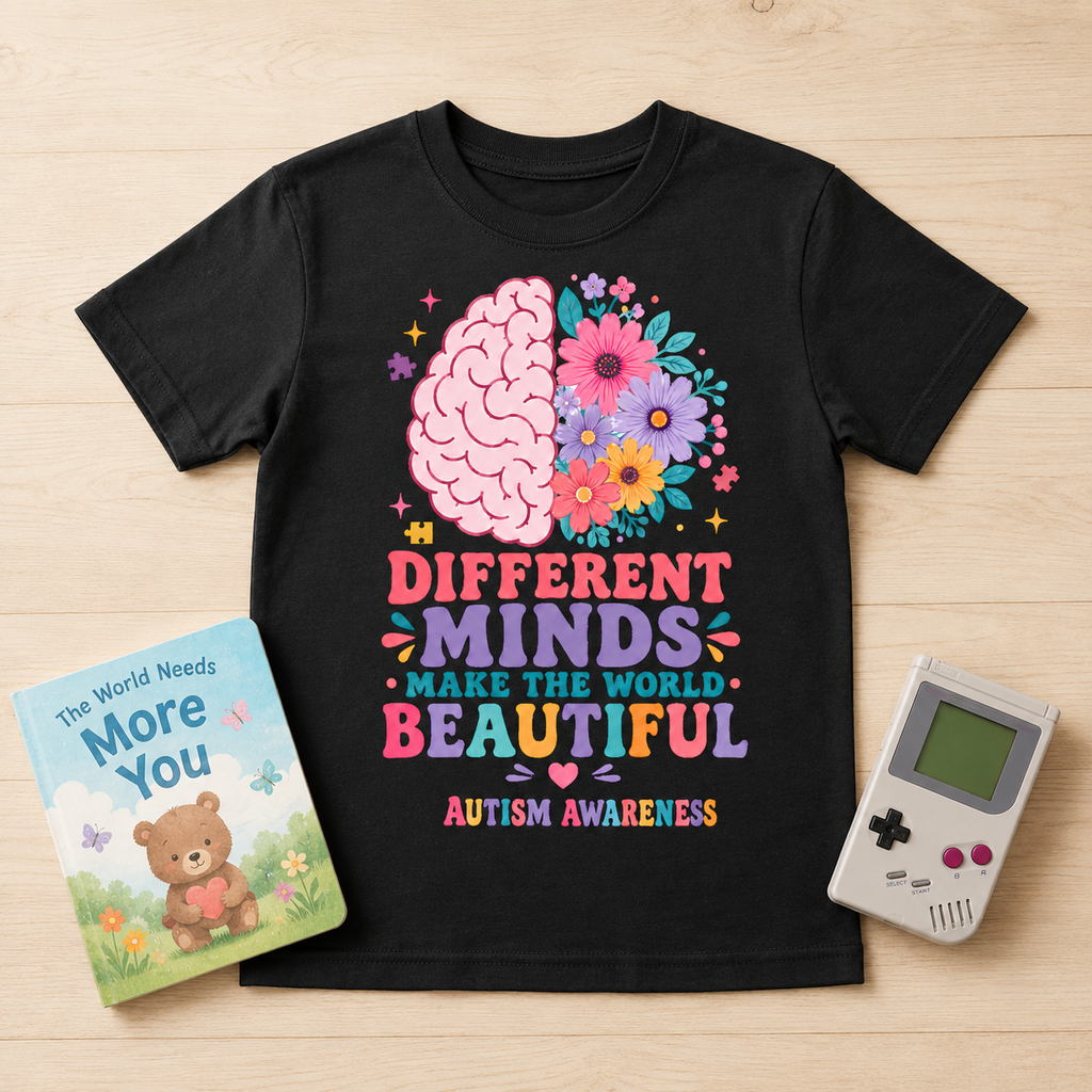 Youth Tee — "Different Minds Make The World Beautiful" Autism Awareness