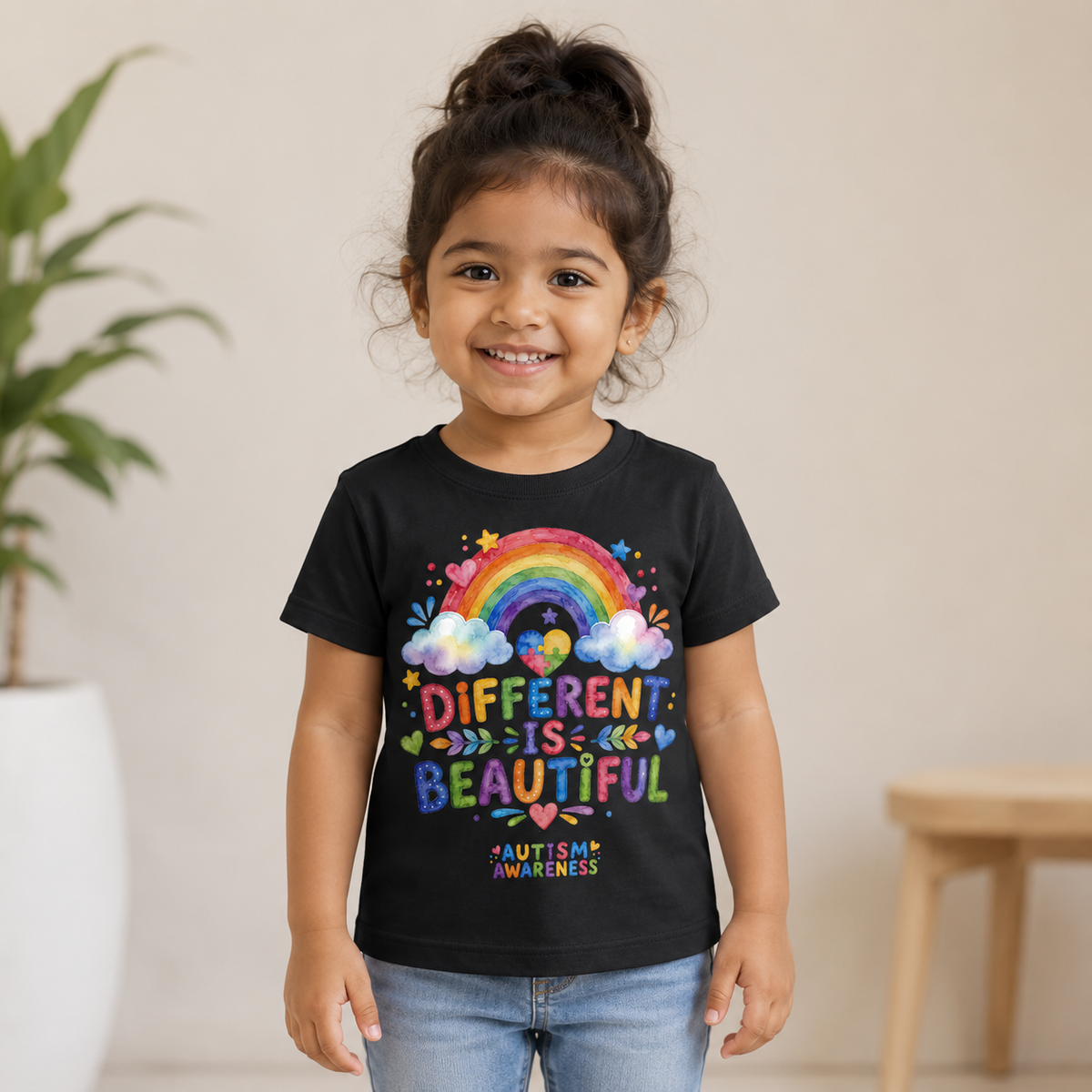 Toddler Tee — "Different Is Beautiful" Rainbow Autism Awareness Shirt
