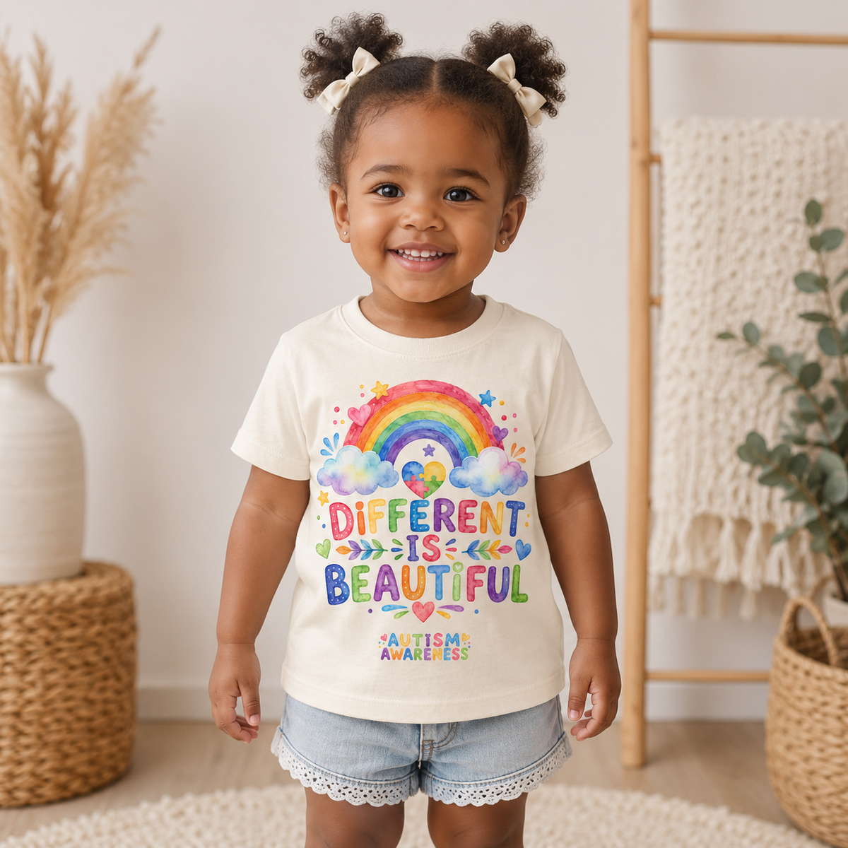 Toddler Tee — "Different Is Beautiful" Rainbow Autism Awareness Shirt