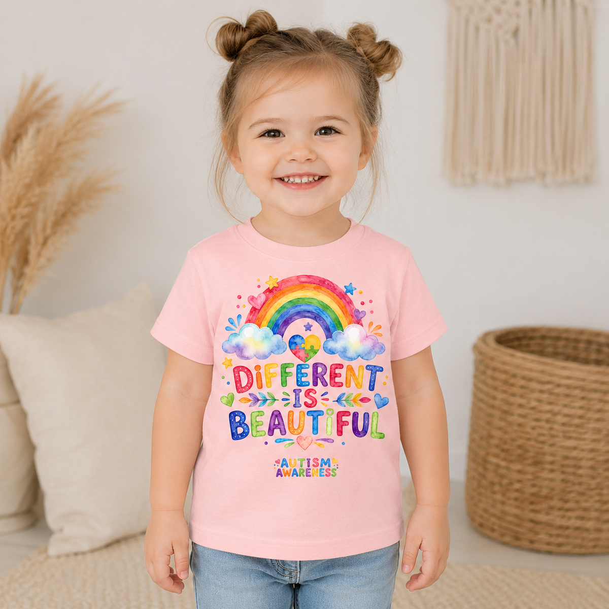 Toddler Tee — "Different Is Beautiful" Rainbow Autism Awareness Shirt