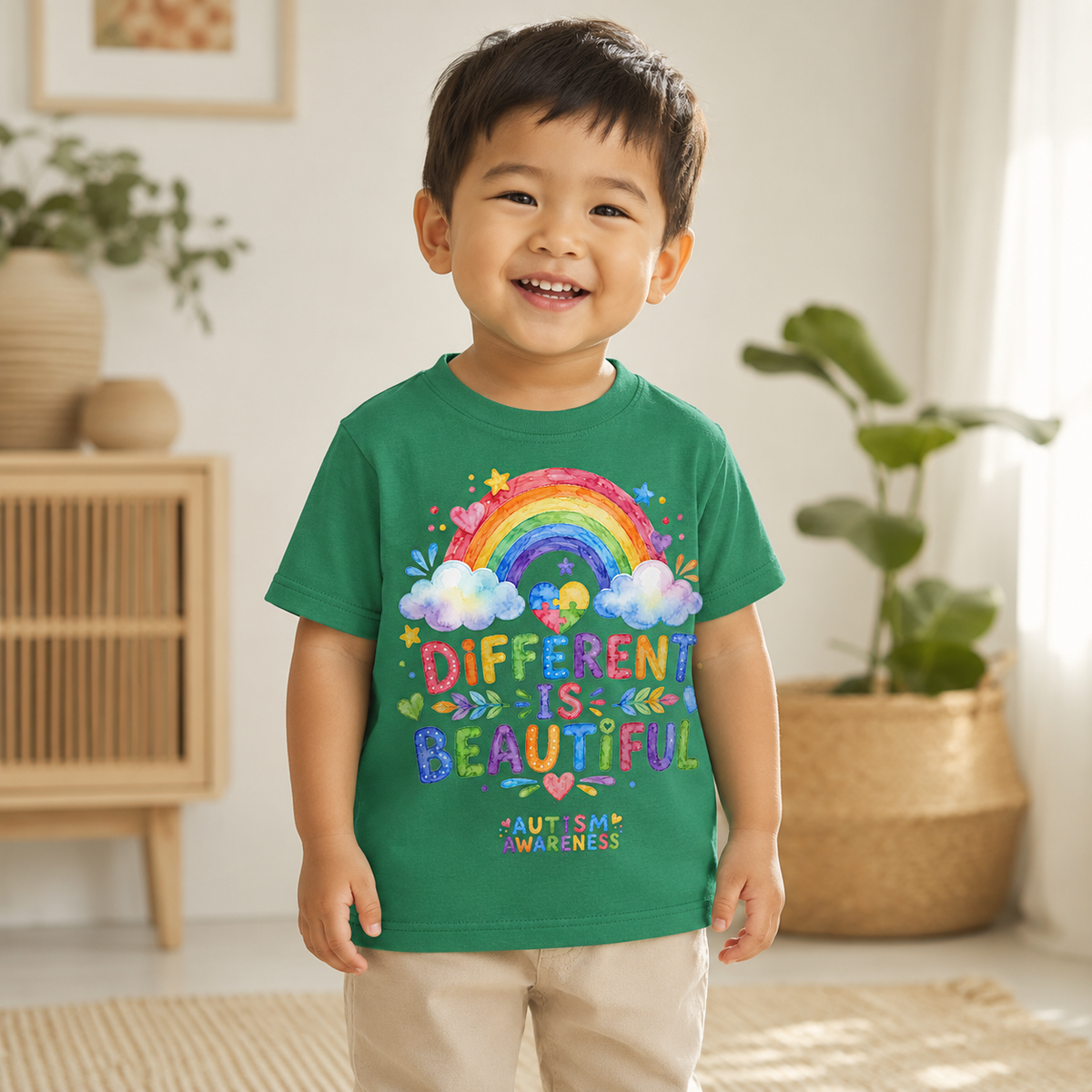 Toddler Tee — "Different Is Beautiful" Rainbow Autism Awareness Shirt
