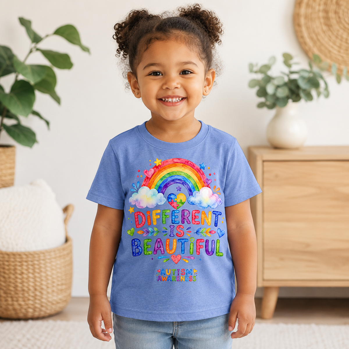 Toddler Tee — "Different Is Beautiful" Rainbow Autism Awareness Shirt