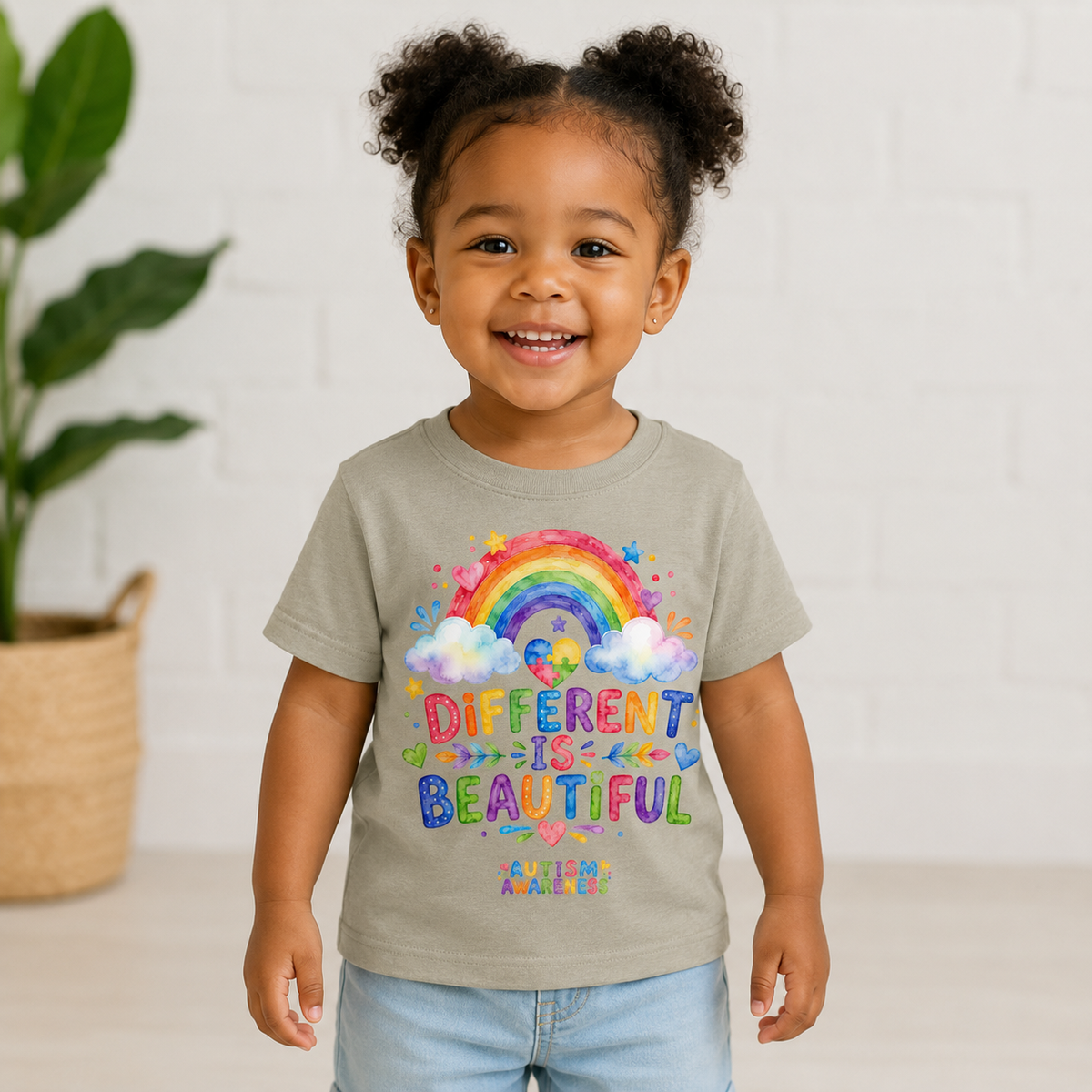 Toddler Tee — "Different Is Beautiful" Rainbow Autism Awareness Shirt