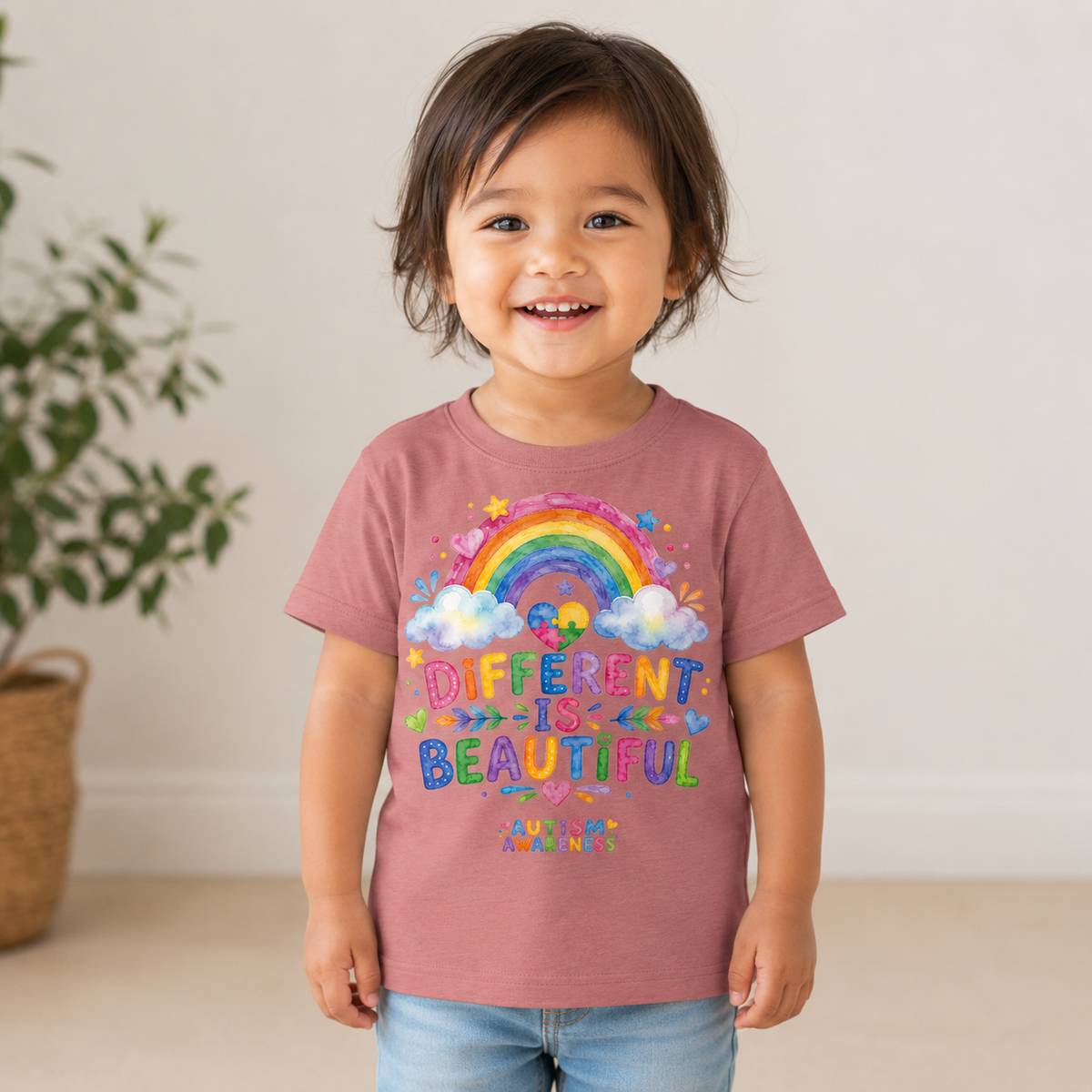 Toddler Tee — "Different Is Beautiful" Rainbow Autism Awareness Shirt