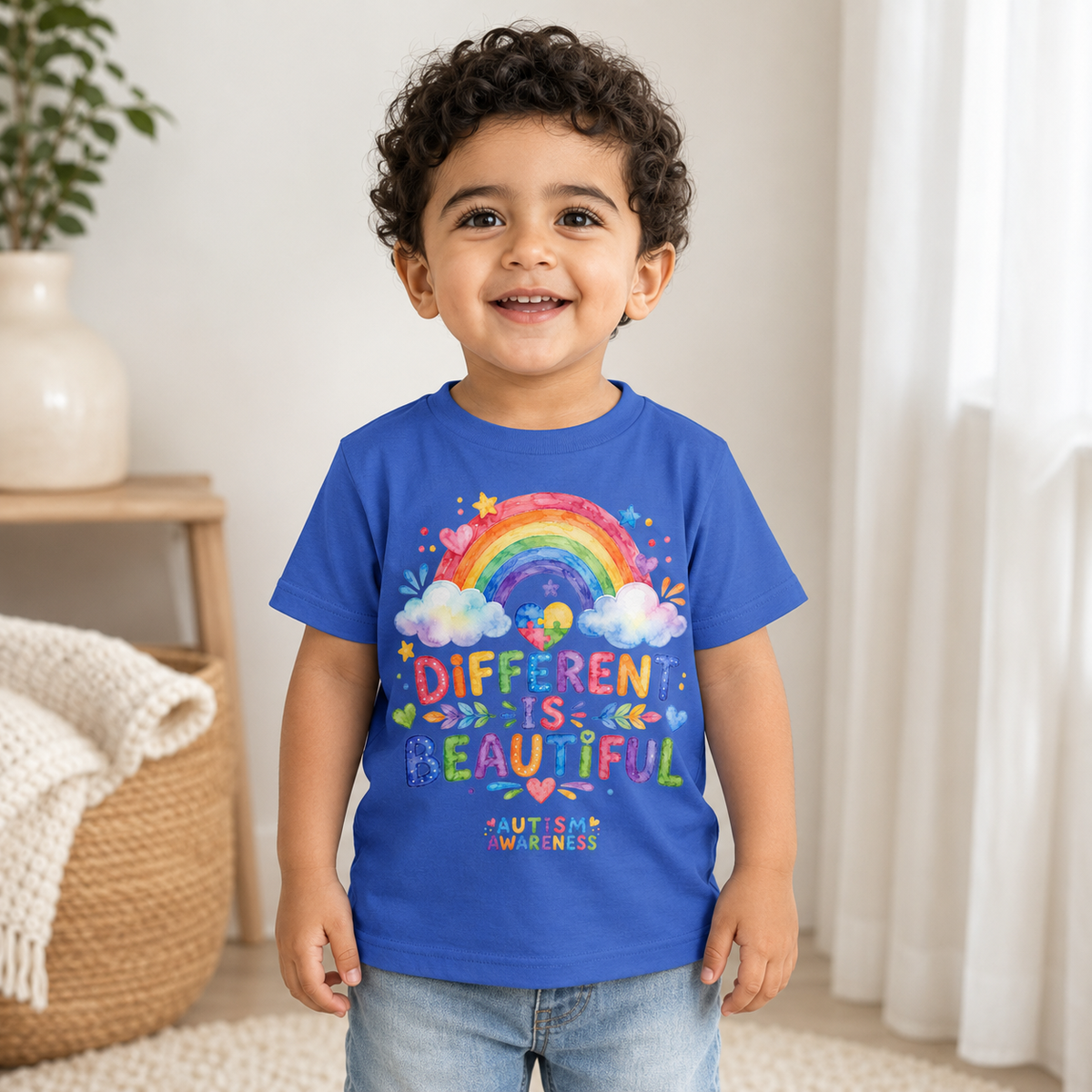 Toddler Tee — "Different Is Beautiful" Rainbow Autism Awareness Shirt