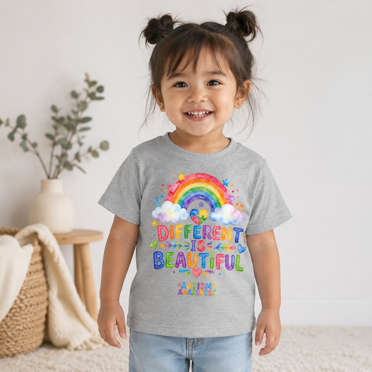 Toddler Tee — "Different Is Beautiful" Rainbow Autism Awareness Shirt