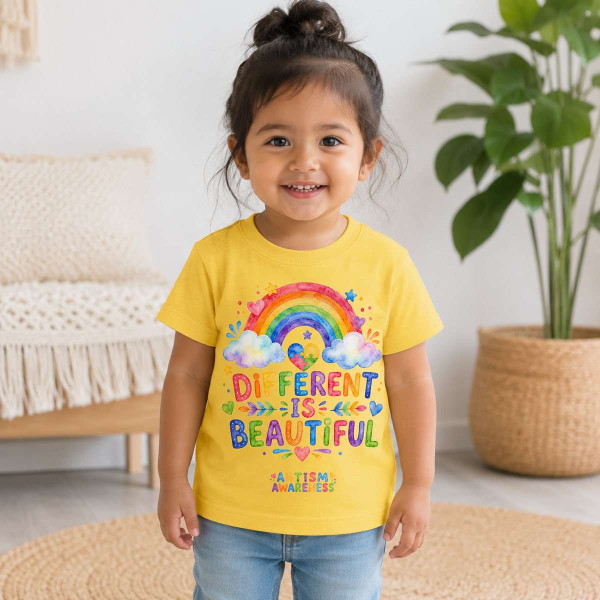 Toddler Tee — "Different Is Beautiful" Rainbow Autism Awareness Shirt