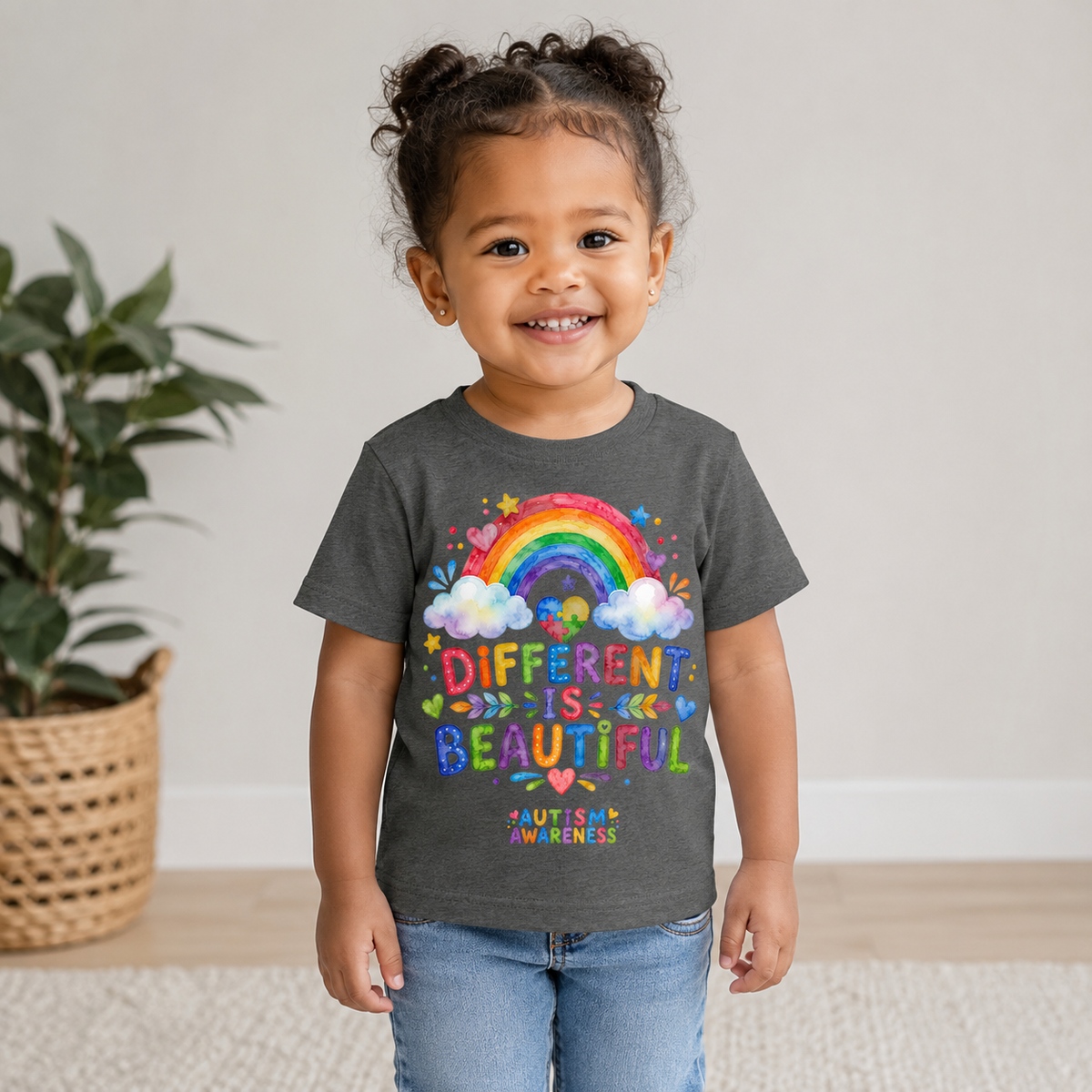 Toddler Tee — "Different Is Beautiful" Rainbow Autism Awareness Shirt