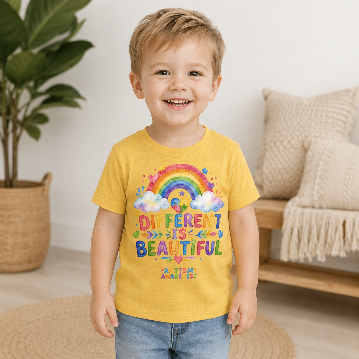 Toddler Tee — "Different Is Beautiful" Rainbow Autism Awareness Shirt