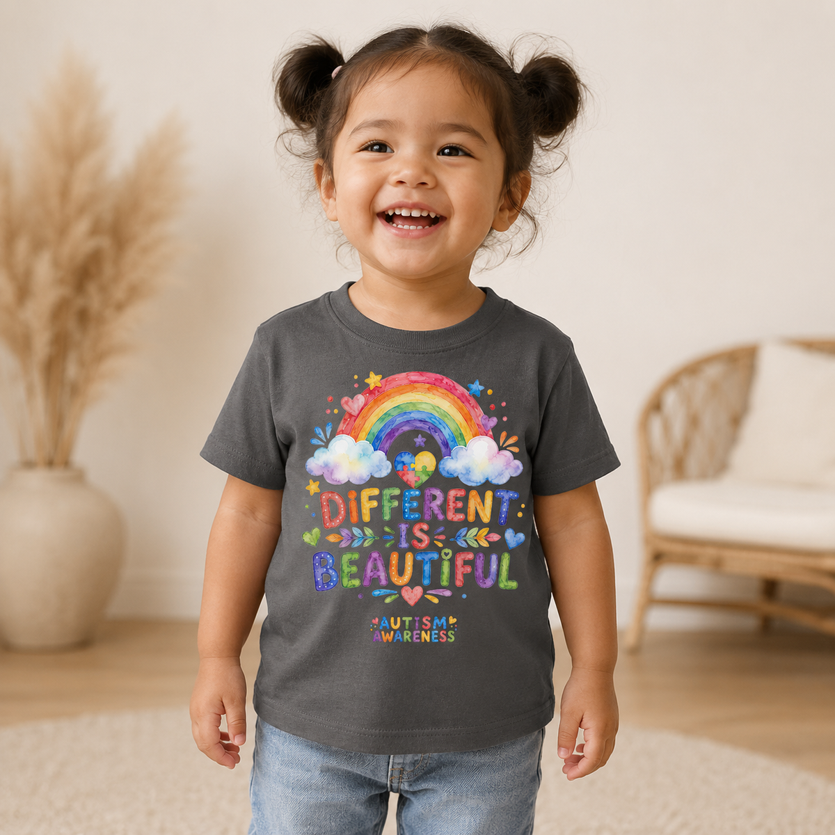 Toddler Tee — "Different Is Beautiful" Rainbow Autism Awareness Shirt