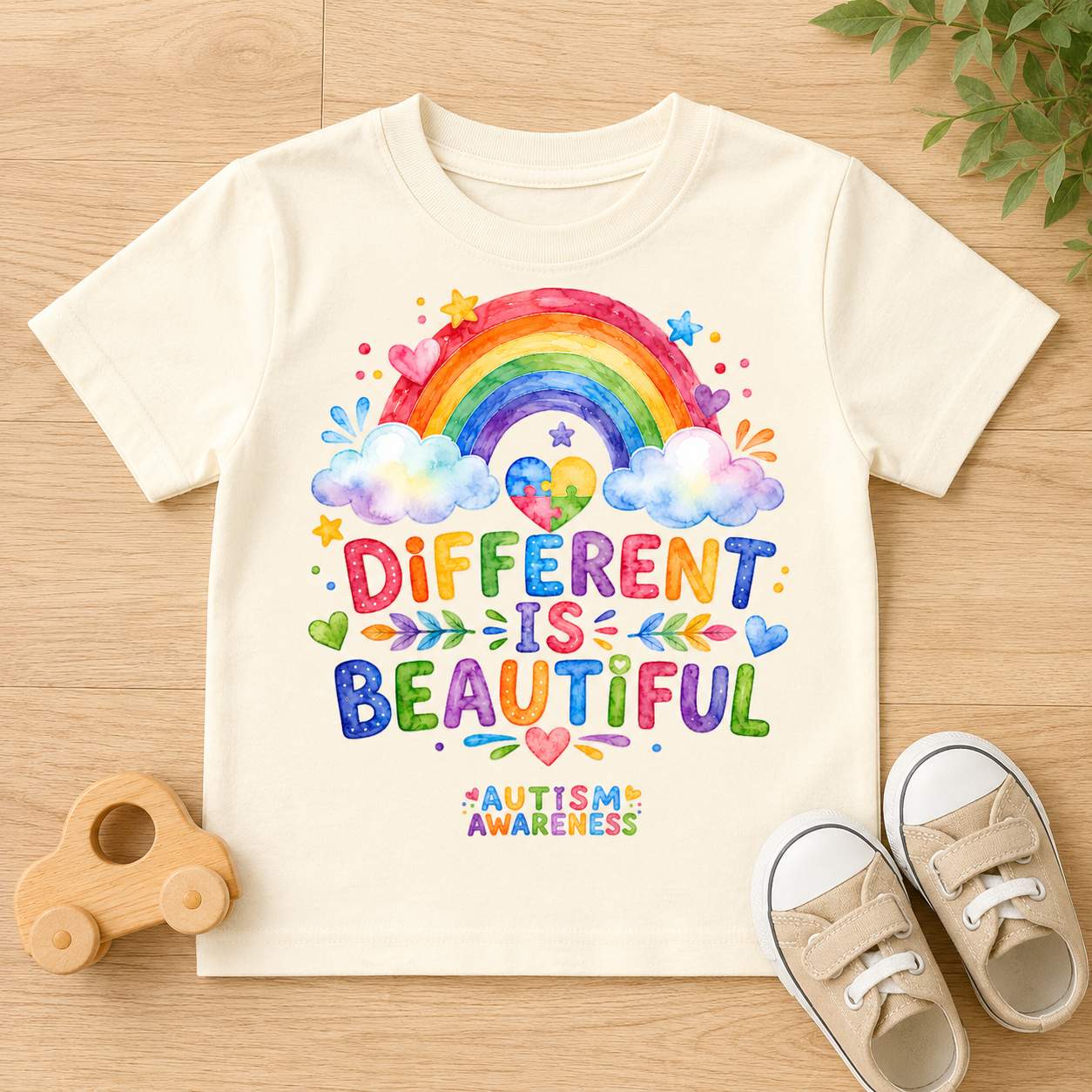 Toddler Tee — "Different Is Beautiful" Rainbow Autism Awareness Shirt