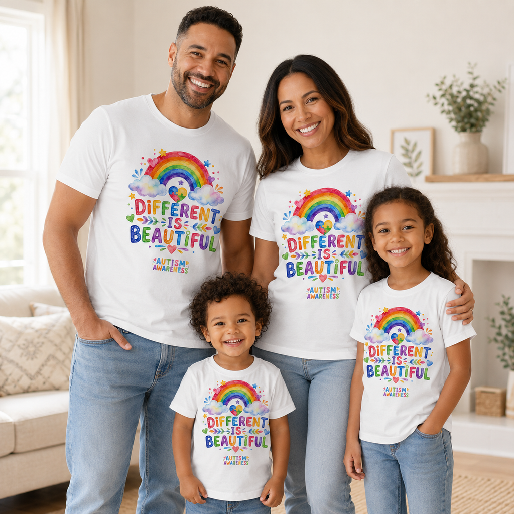 Toddler Tee — "Different Is Beautiful" Rainbow Autism Awareness Shirt